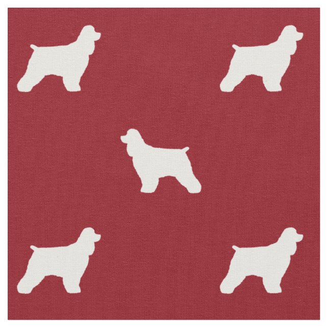 Cocker Spanische Silhouetten Rot und Weiß Gemuster Stoff (Nahaufnahme)