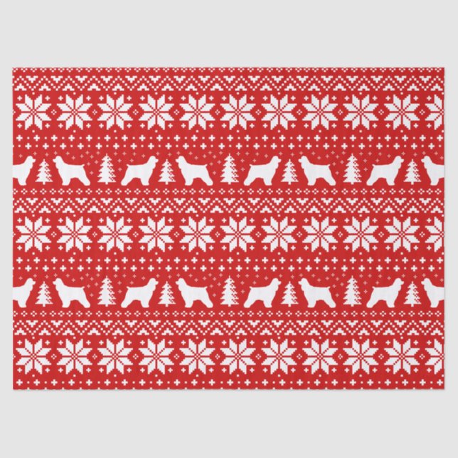 Cocker Spanische Silhouetten Weihnachtsmuster Red Seidenpapier (Vorderseite)