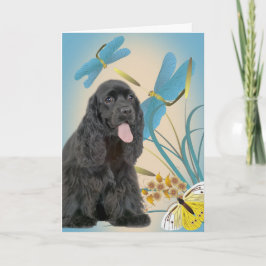 Cocker Spanischer Drachenfliegen und Schmetterling Karte