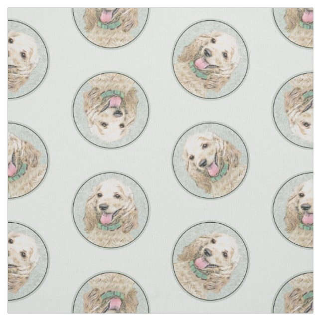 Cocker Spanischmalerei Buff Gold Original Hundekun Stoff (Muster)