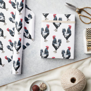 Cockerel Chicken Muster Design Geschenkpapier