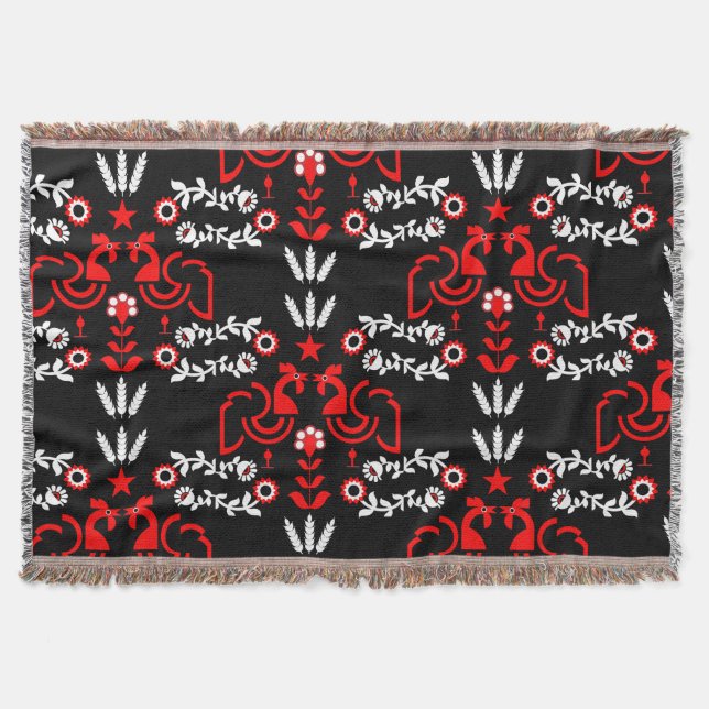 Cockerel Skandinavien Folklore Decke (Vorderseite)