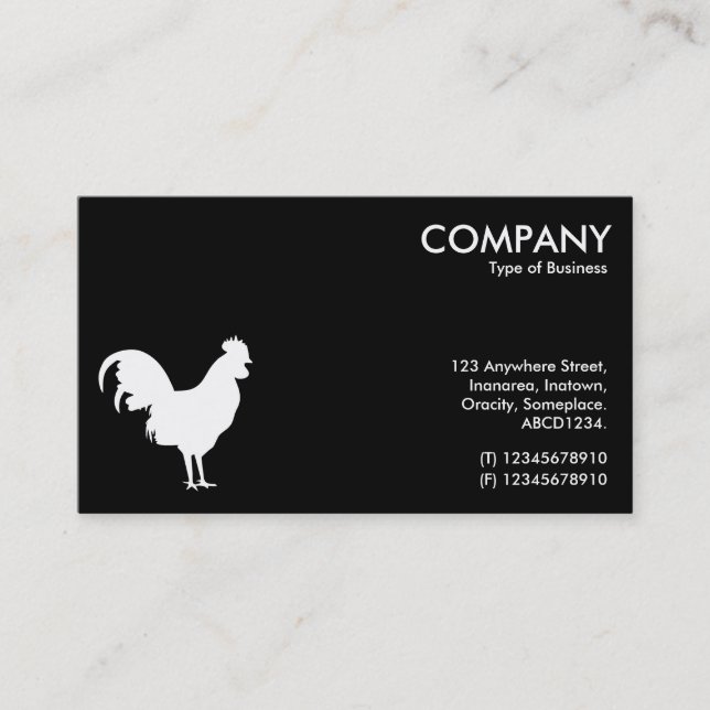 Cockerel-Symbol - Weiß auf Schwarz Visitenkarte (Vorderseite)