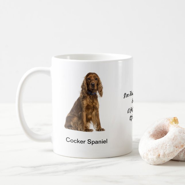 Cockerspaniel-Tasse - mit zwei Bildern und einem Kaffeetasse (Mit Donut)