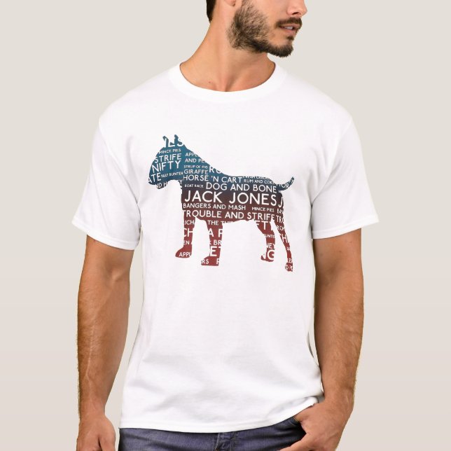 Cockney Bull Terrier Typografie T-Shirt (Vorderseite)