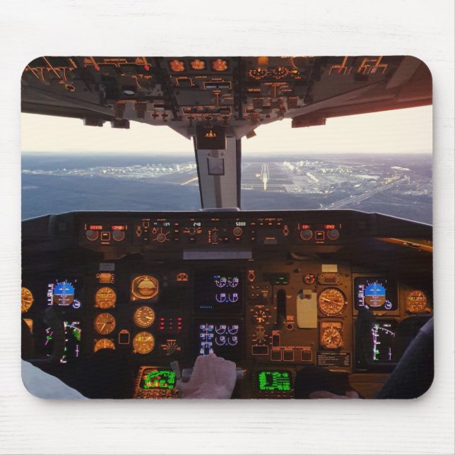 Cockpit-Ansicht des kommerziellen Jet-Flugzeugs, d Mousepad (Vorne)