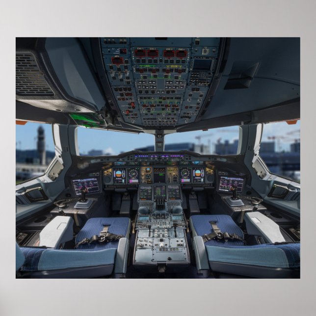 Cockpit des Airbus A380 Poster (Vorne)