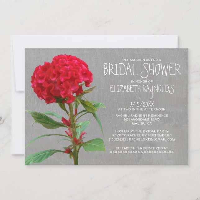 Cockscomb Bridal Dusche Einladungen (Vorderseite)