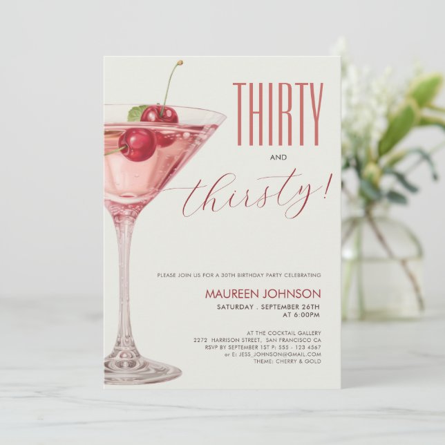 Cocktail 30. Geburtstag Party Einladung (Stehend Vorderseite)