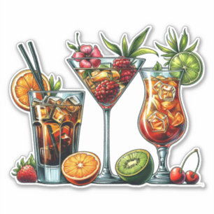 Cocktail alkoholische Getränke farbige Kunstdarste Aufkleber