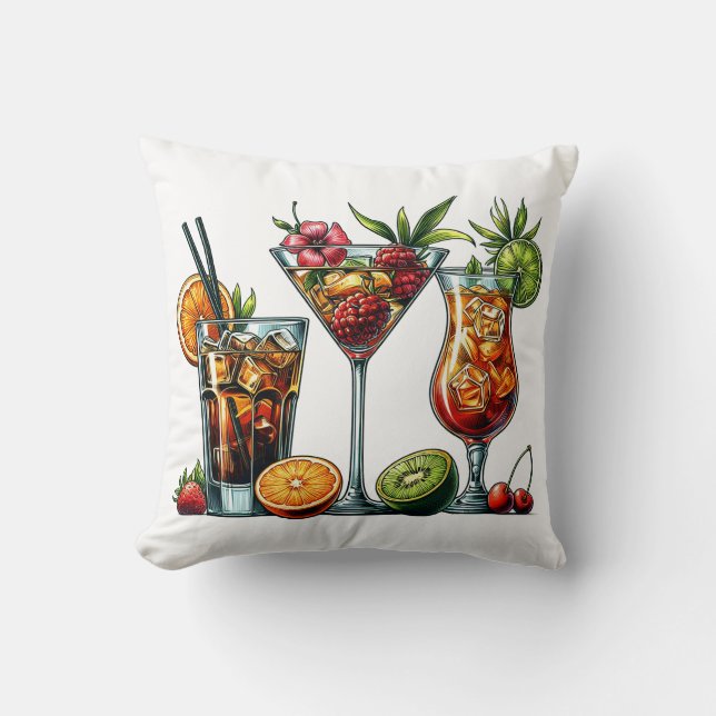 Cocktail alkoholische Getränke farbige Kunstdarste Kissen (Vorderseite)