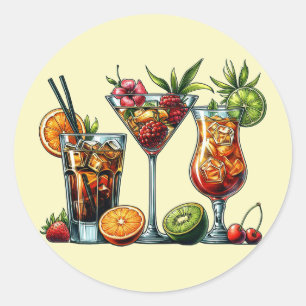 Cocktail alkoholische Getränke farbige Kunstdarste Runder Aufkleber