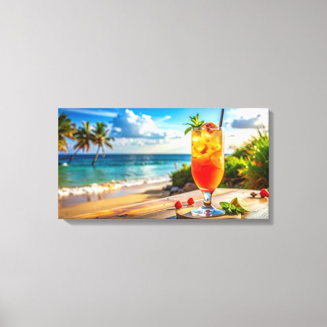 Cocktail am Strand Leinwanddruck (Vorderseite)