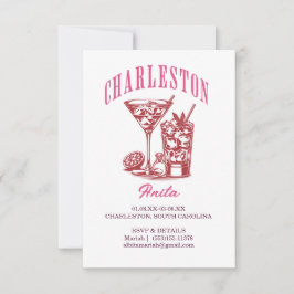 Cocktail am Wochenende in Charleston, rosa Einladung