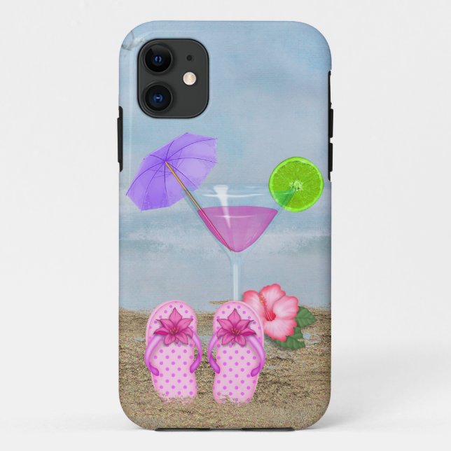 Cocktail an der Küste und Flip-Flops Case-Mate iPhone Hülle (Rückseite)