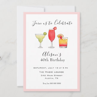 Cocktail Anniversaire adulte Invitation