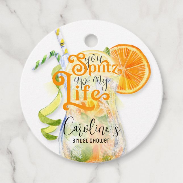 Cocktail Aperol Spritz Italienisches Brautparty Geschenkanhänger (Vorderseite)