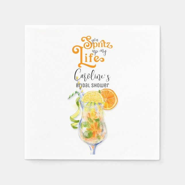 Cocktail Aperol Spritz Italienisches Brautparty Serviette (Vorderseite)
