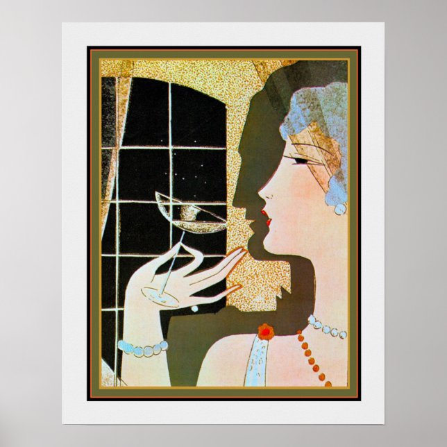 "Cocktail" Art Deco Print by M. Gerard 16x20 Poster (Vorne)