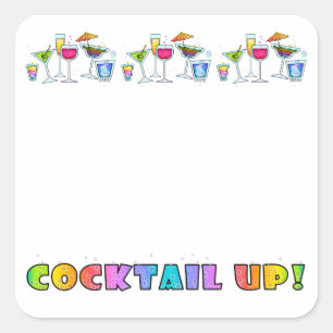 COCKTAIL AUF 3 GLASKLEBER QUADRATISCHER AUFKLEBER