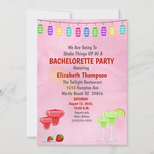 Cocktail Bachelorette Invitation de la fête nuptia (Devant)