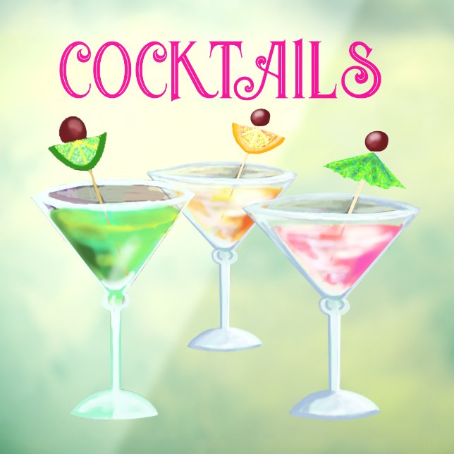 Cocktail Bar Drink - Zeichen Fensteraufkleber (Blatt 3)