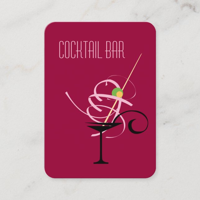 Cocktail Bar Nightclub Barkeeper Visitenkarte (Vorderseite)