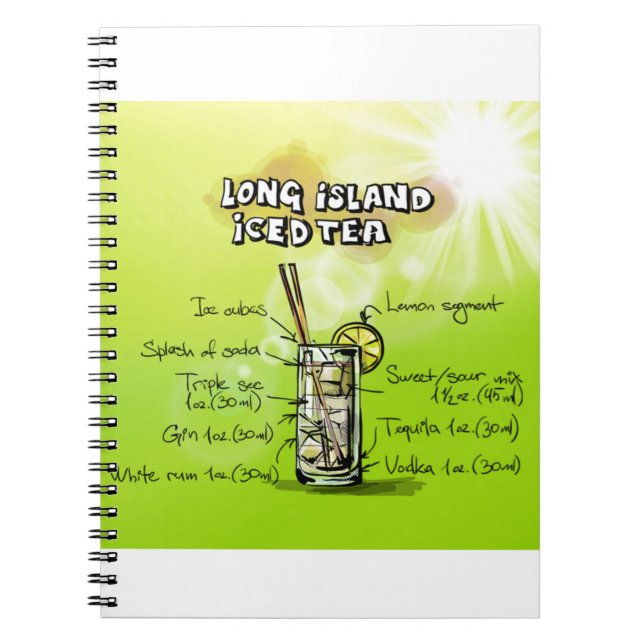 Cocktail-Bar Wasserfarbe Rezept Notizblock (Vorderseite)