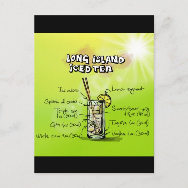 Cocktail-Bar Wasserfarbe Rezept Postkarte (Vorderseite)