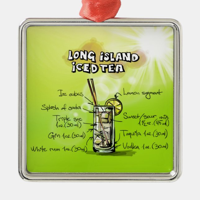 Cocktail-Bar Wasserfarbe Rezept Silbernes Ornament (Vorne)