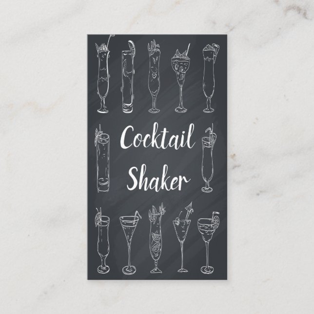 Cocktail Barkeeper Chalkboard Business Card Visitenkarte (Vorderseite)