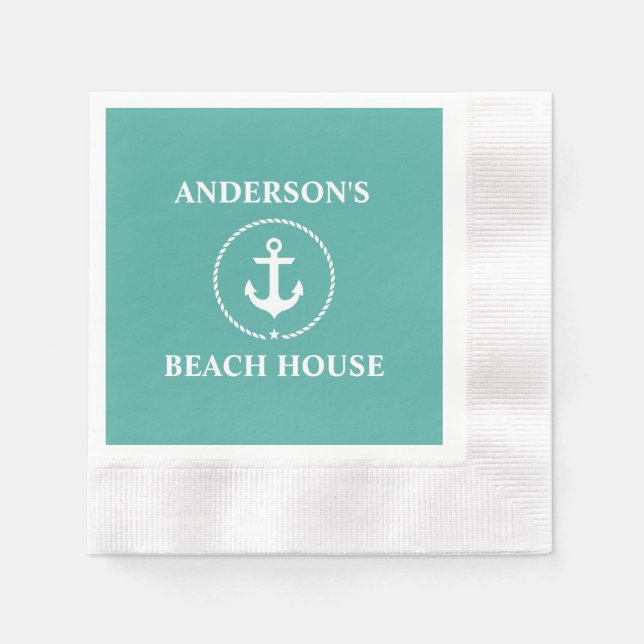 Cocktail bei Nautic Family Name Beach House Serviette (Vorderseite)