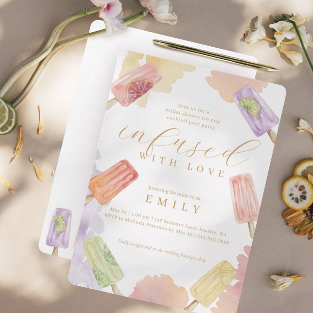 Cocktail-Brautparty für Eiswürfel in Liebe Einladung (Von Creator hochgeladen)