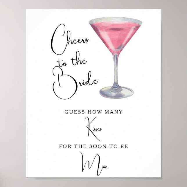 Cocktail Bridal shower How many kisses Poster (Vorne)