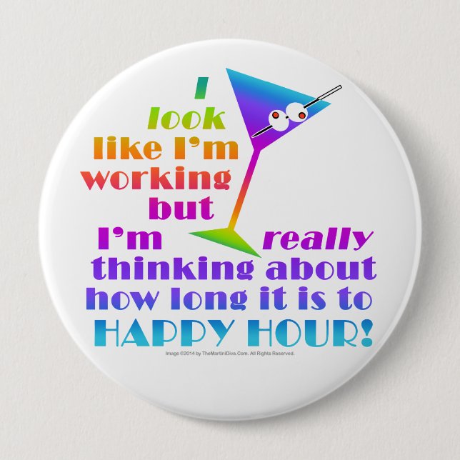 Cocktail Buttons - How Long to Happy Hour (Vorderseite)