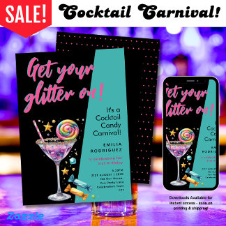 Cocktail Candy Carnival Bachelorette Spaß Einladung