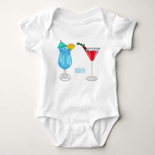 Cocktail-Cartoon Baby Strampler (Vorderseite)