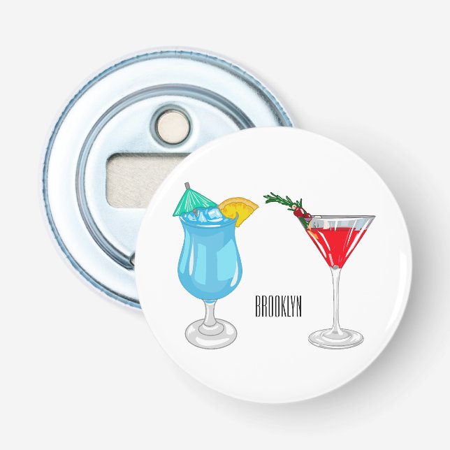 Cocktail-Cartoon Flaschenöffner (Vorderseite)