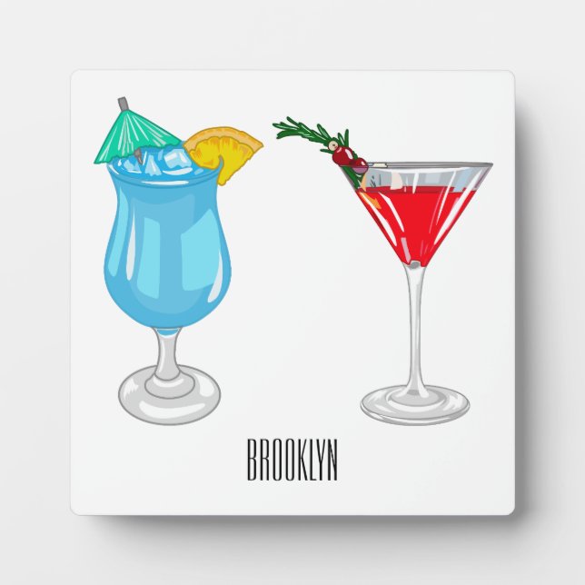 Cocktail-Cartoon Fotoplatte (Vorderseite)