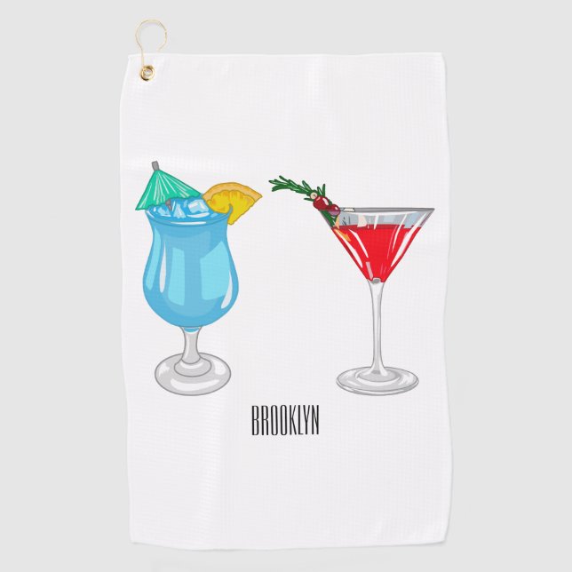 Cocktail-Cartoon Golfhandtuch (Vorderseite)