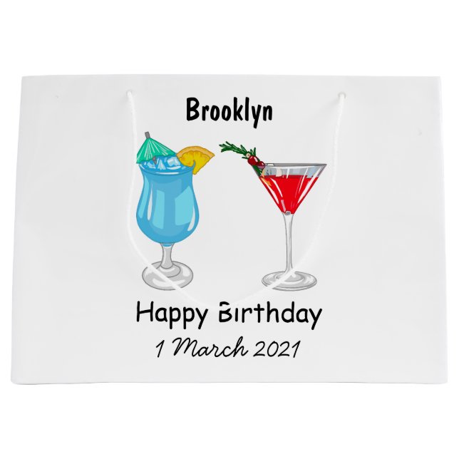 Cocktail-Cartoon Große Geschenktüte (Vorderseite)