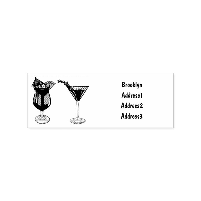 Cocktail-Cartoon Gummistempel (Prägung)