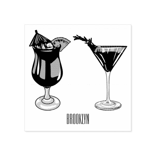Cocktail-Cartoon Gummistempel (Prägung)