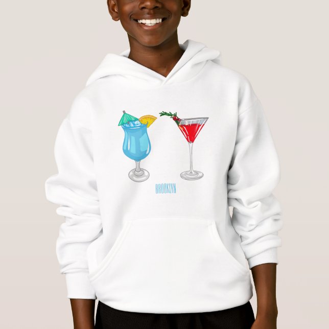 Cocktail-Cartoon Hoodie (Vorderseite)