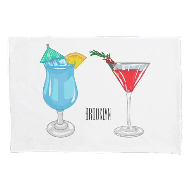 Cocktail-Cartoon Kissenbezug (Vorderseite)