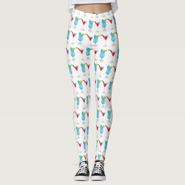 Cocktail-Cartoon Leggings (Vorderseite)