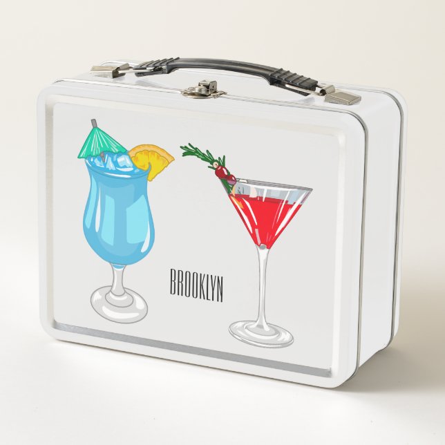 Cocktail-Cartoon Metall Brotdose (Vorderseite)