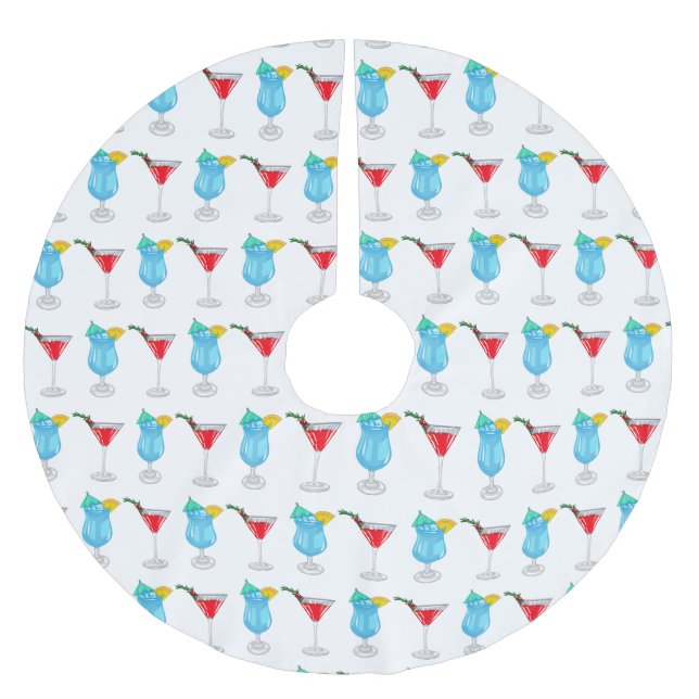 Cocktail-Cartoon Polyester Weihnachtsbaumdecke (Vorderseite)