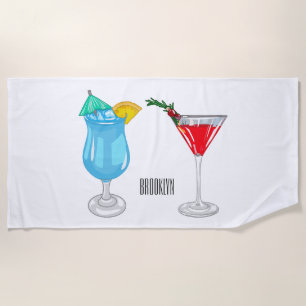 Cocktail-Cartoon Strandtuch