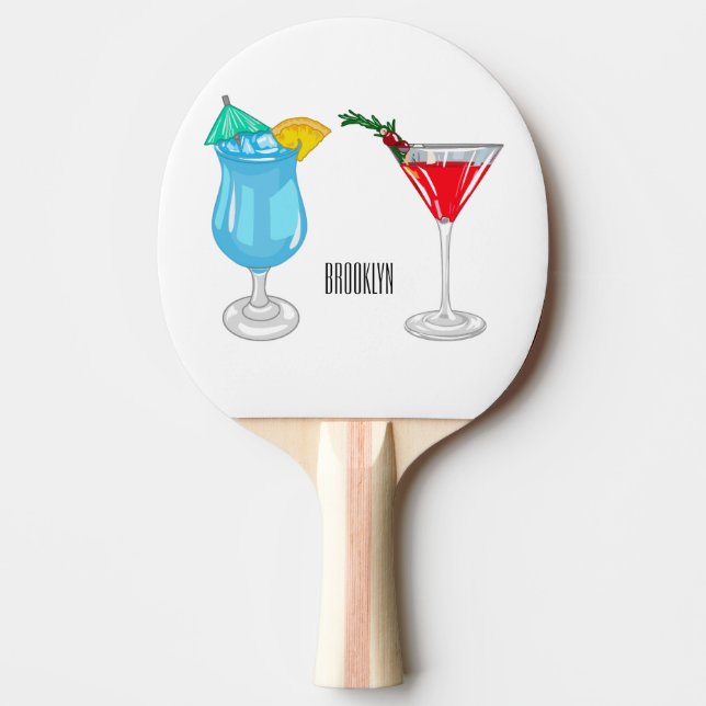 Cocktail-Cartoon Tischtennis Schläger (Vorderseite)